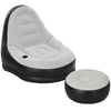 DodiOnline Inflatable Sofa Chair and Foot Stool Set with Cup Holder, for Gaming, Reading and Movie Watching, Grey
