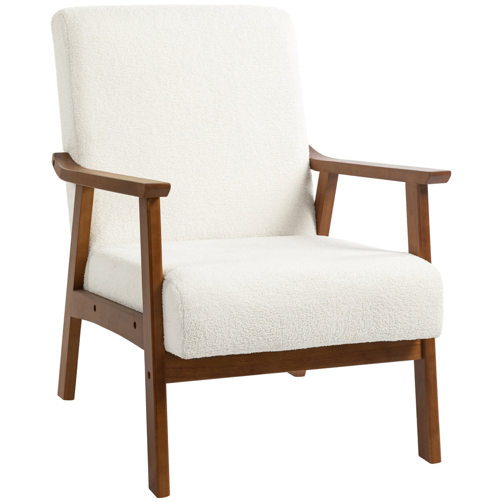 DodiOnline Boucle Seat Mid Century Accent Chair - White