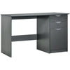 DodiOnline Computer Desk with Drawers, High Gloss Home Office Desk with Storage Cabinet, Study Workstation, 120 x 60cm, Grey
