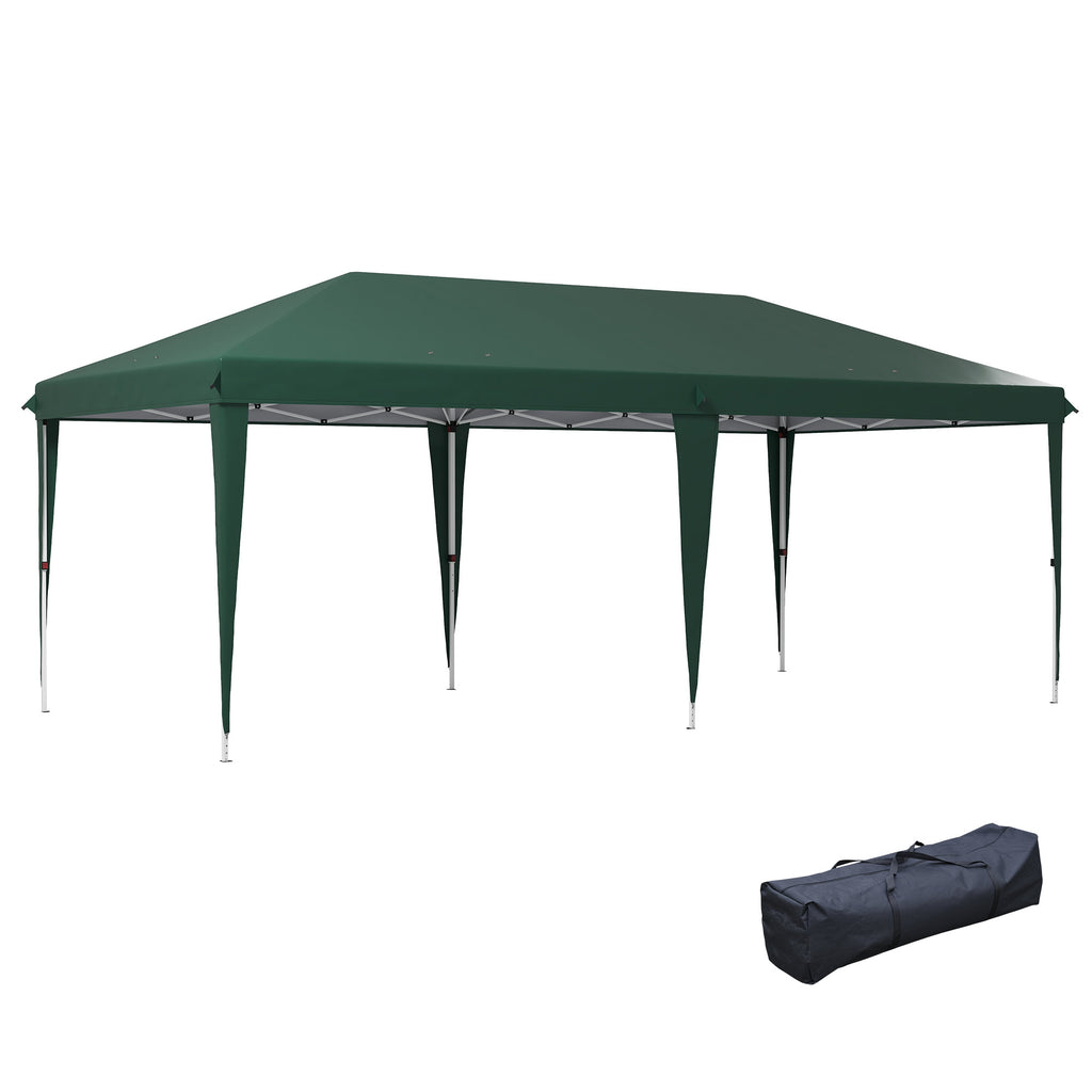 DodiOnline Pop Up Gazebo, Double Roof Foldable Canopy Tent, Height Adjustable Wedding Awning Canopy w/ Carrying Bag, 6 m x 3 m x 2.65 m, Green