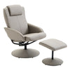 DodiOnline Recliner Chair and Footstool, Swivel PU Leather Upholstered Armchair with Footstool and Adjustable Backrest for Living Room, Bedroom, Grey