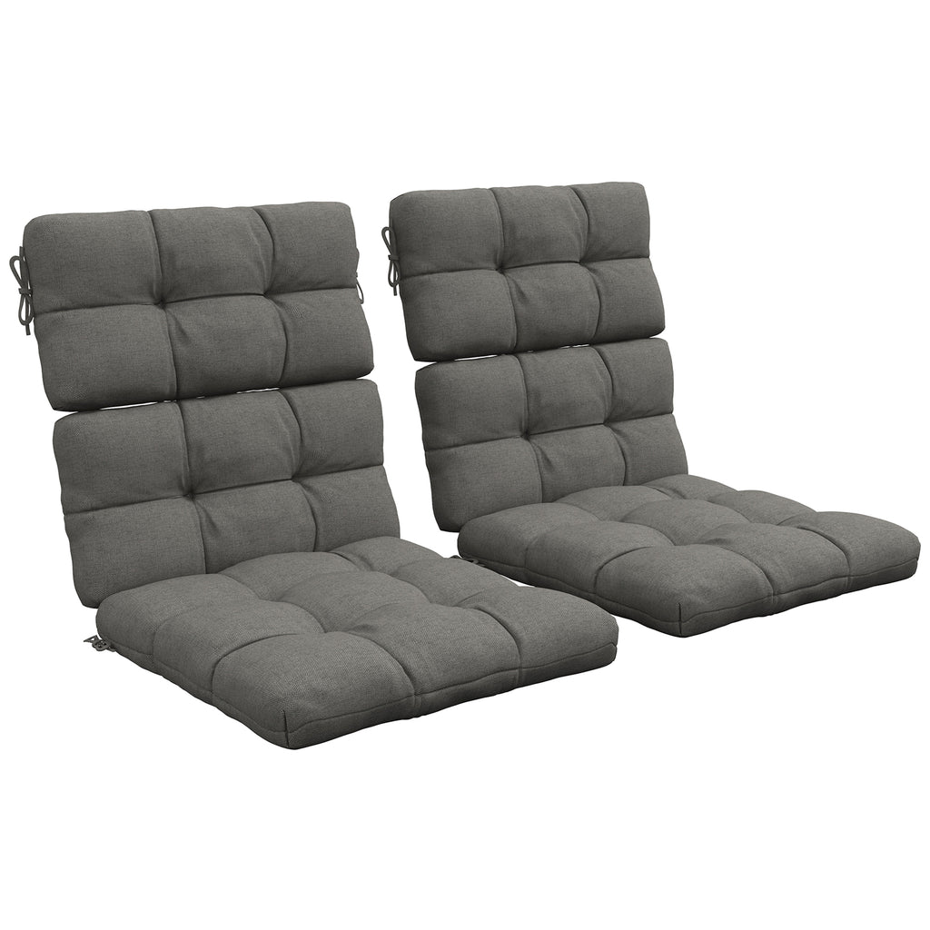 DodiOnline 2-Piece Seat Cushion Replacement with Backrest, Garden Patio Chair Cushions Set with Ties, Charcoal Grey