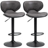 DodiOnline Adjustable Bar Stools Set of 2, Swivel Leathaire Upholstered Barstools with Large Seat, Breakfast Bar Chairs with Back, Footrest and Steel Base, Dark Grey