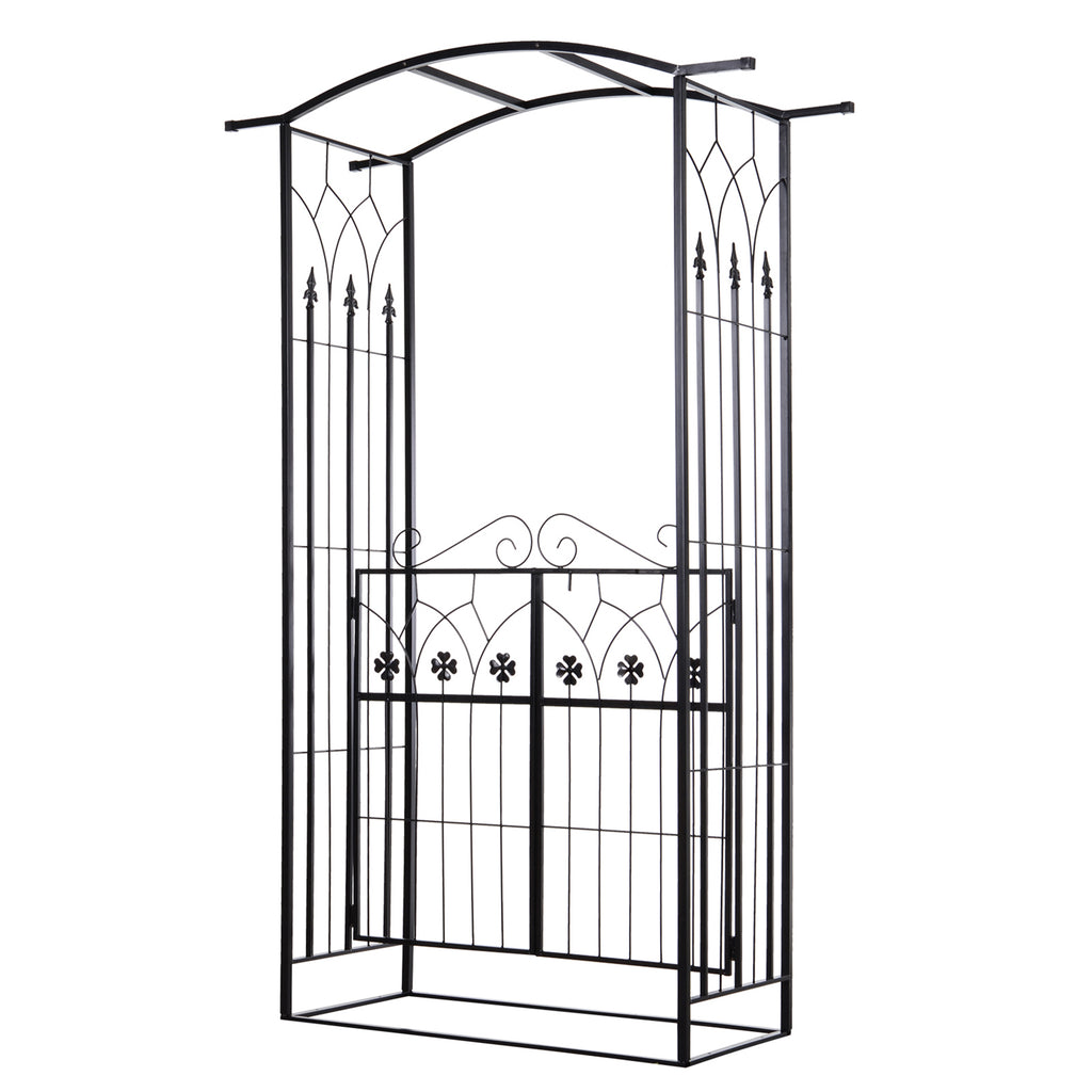 DodiOnline Garden Outdoor Entrance Arch with Door Outdoor Patio Decoration for Rose Trellis Arbour Climbing Plant 131L x 49W x 200Hcm