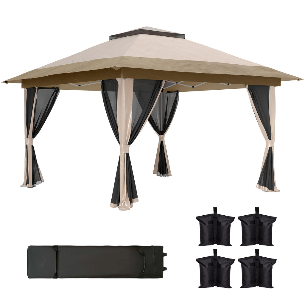 DodiOnline 3.6 x 3.6m Pop-Up Gazebo, with Accessories - Beige