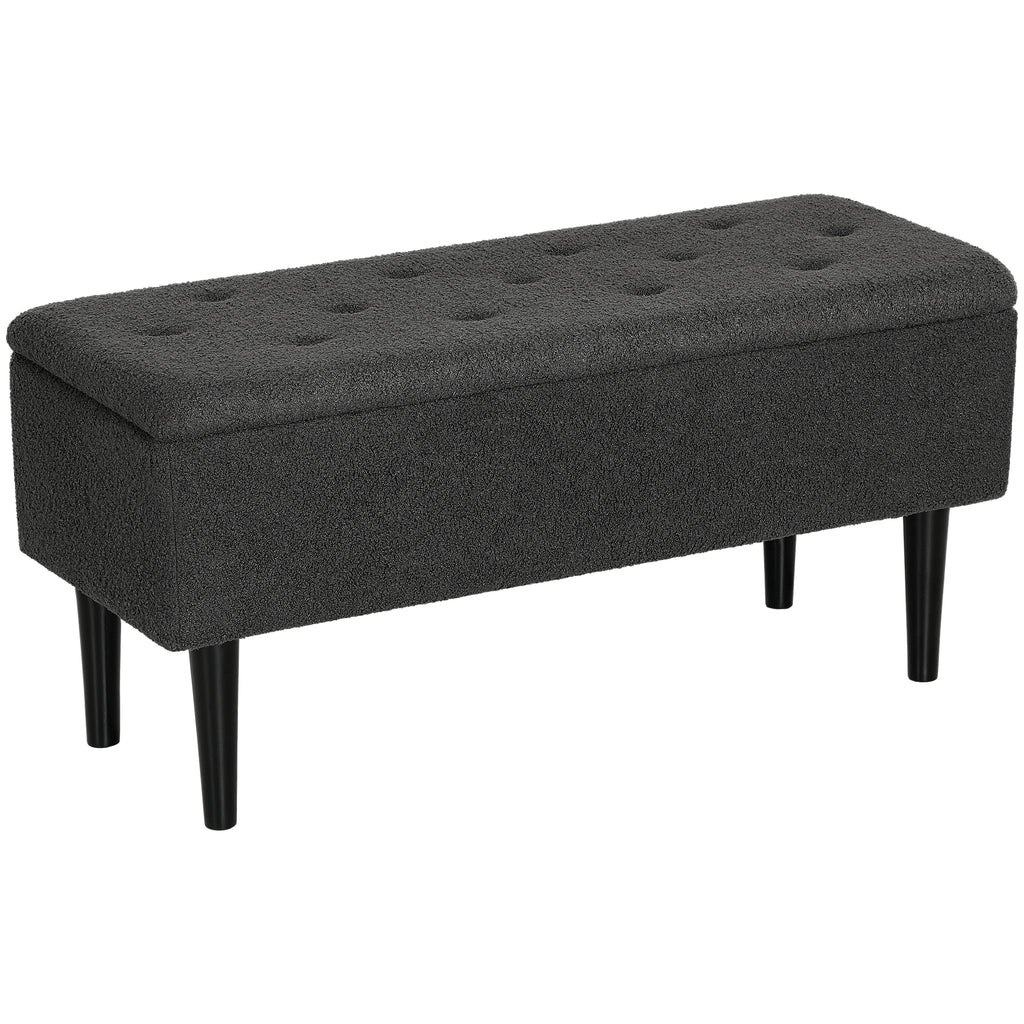 DodiOnline 47L Teddy Fleece Storage Ottoman - Dark Grey