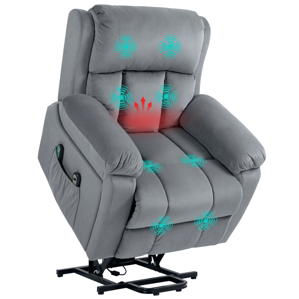 DodiOnline Eight Massage Point Electric Reclining Lift Chair, with Remote - Grey