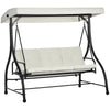 DodiOnline 3 Seater Canopy Swing Chair, 2 in 1 Garden Swing Seat Bed, with Adjustable Canopy and Metal Frame, Cream White