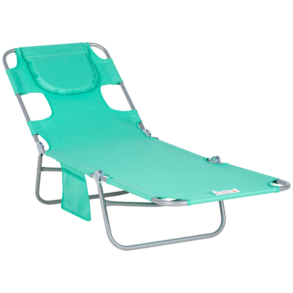 DodiOnline Foldable Sun Lounger with Reading Hole - Green