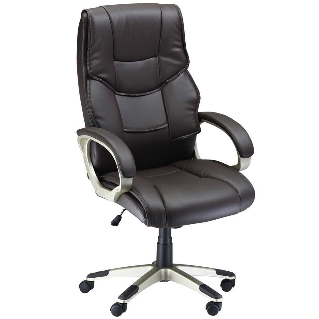 DodiOnline Home Office Chair High Back Computer Desk Chair with Faux Leather Adjustable Height Rocking Function Brown