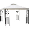 DodiOnline 3 x 3m Outdoor Steel Gazebo with 2 Tier Roof, Garden Gazebo Patio Canopy Marquee Shelter with Decorative Steel Frame - Cream