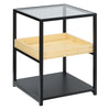 DodiOnline Glass Top Side Table, 3-Tier End Table with Storage Shelves, Nightstand with Steel Frame for Bedroom