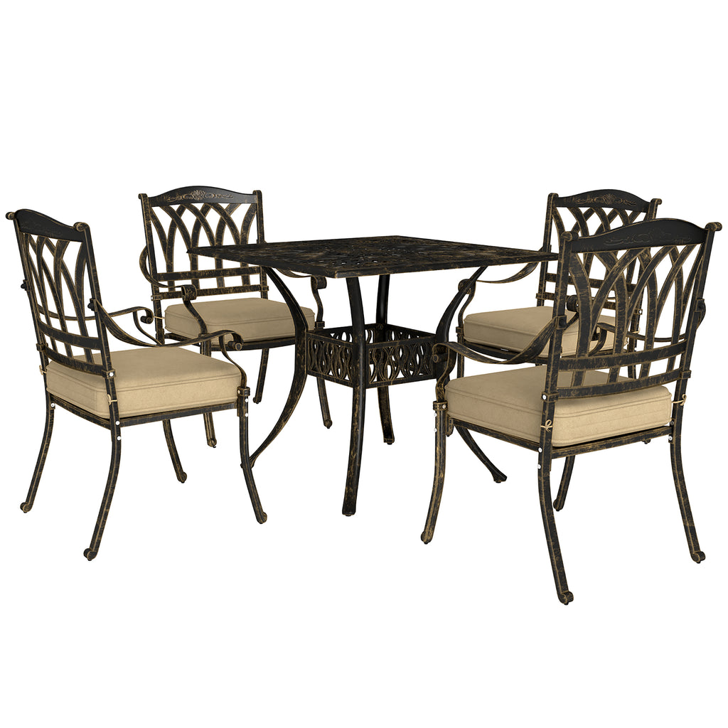 DodiOnline Five-Piece Cast Aluminium Garden Dining Set - Bronze Tone