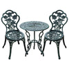 DodiOnline Cast Aluminium Outdoor Patio Garden Bistro Elegant Design Table Chair Set - Green (3-Piece)