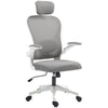 DodiOnline Executive Office Chair, Ergonomic Mesh High Back Desk Chair with Flip-up Armrest, Rotatable Headrest, Adjustable Lumbar Support, Swivel Computer Chair for Home Study, Grey