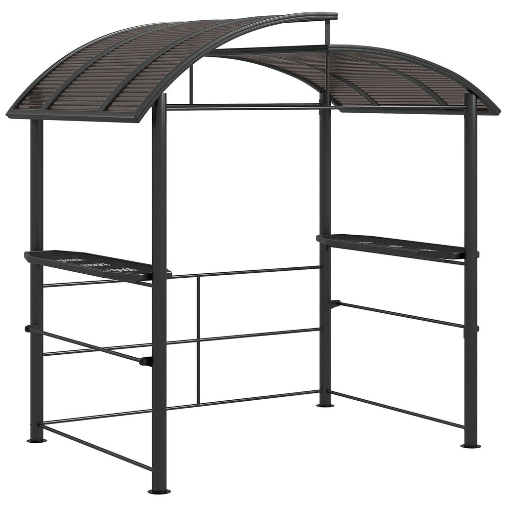 DodiOnline 2.4 x 1.5m Outdoor Grill Gazebo with Side Shelves, PC Board Roof, Dark Grey