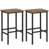 DodiOnline Industrial Bar Stools, Set of 2 Kitchen Breakfast Bar Chairs with Footrest, Counter Height Island Stools for Dining Area, Home Pub, Rustic Brown