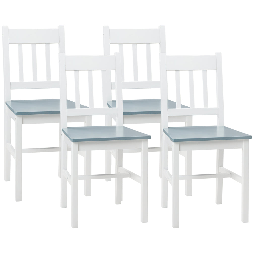 DodiOnline Dining Chairs Set of 4, Kitchen Chair with Slat Back, Pine Wood Structure for Living Room and Dining Room, White
