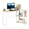 DodiOnline Folding Desk, L Shaped Desk, Corner Computer Desk with 2-Tier Storage Shelf for Home Office, Study Room, Workstation, Easy Assembly, 120 x 72.5 x 76.5cm, Oak Tone
