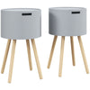 DodiOnline Modern Side Table with Hidden Storage Space, Round Night Stand with Removable Tray Wood Frame End Coffee Table for Living Room, Set of 2, Grey