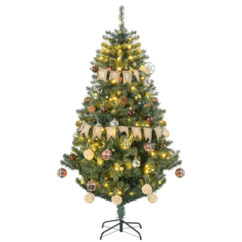 DodiOnline 6' Artificial Prelit Christmas Trees Holiday Décor with Warm White LED Lights, Decoration, Banner, Tag, Ball