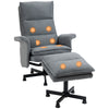 DodiOnline Swivel Recliner Chair and Footstool, Upholstered Massage Recliner Armchair with Remote Control, Timer and Steel Base, Grey