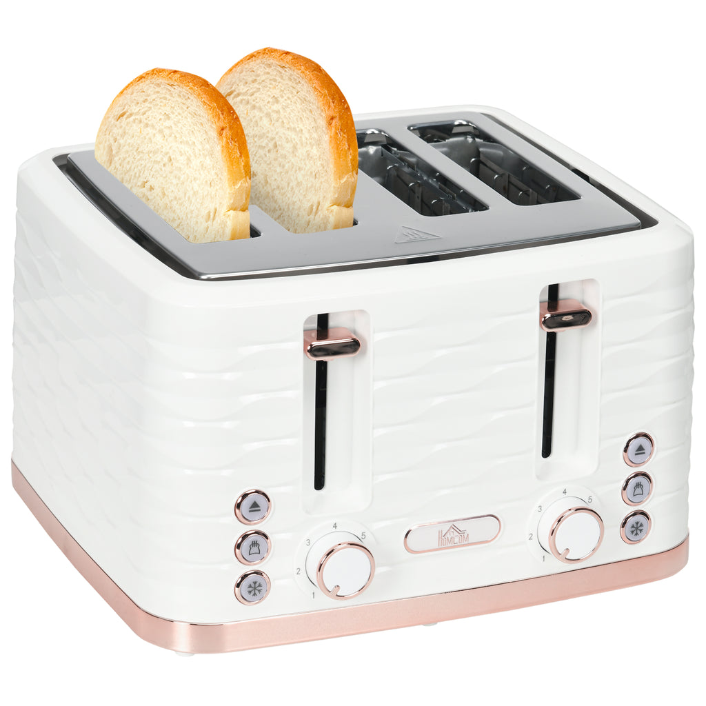 DodiOnline Four-Slice Rippled Toaster - White