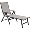 DodiOnline Outdoor Folding Sun Lounger, 5-Position Adjustable Chaise Lounge Chair with Aluminium Frame for Patio, Pool and Garden, Brown