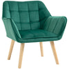 DodiOnline Accent Chair, Arm Chair with Wide Arms, Slanted Back, Thick Padding and Rubber Wooden Legs for Living Room, Green