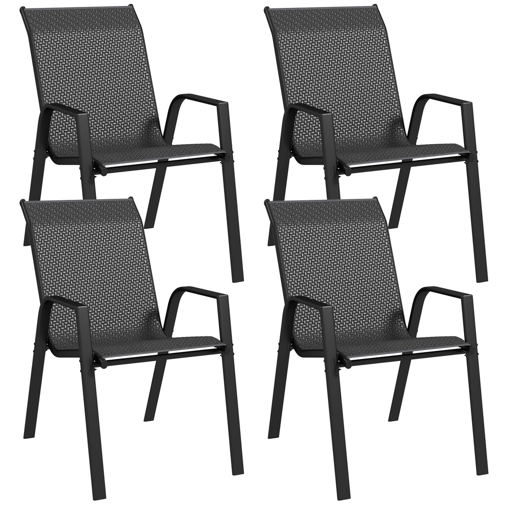 DodiOnline Four-Piece Stacking Rattan Garden Seat Set - Grey