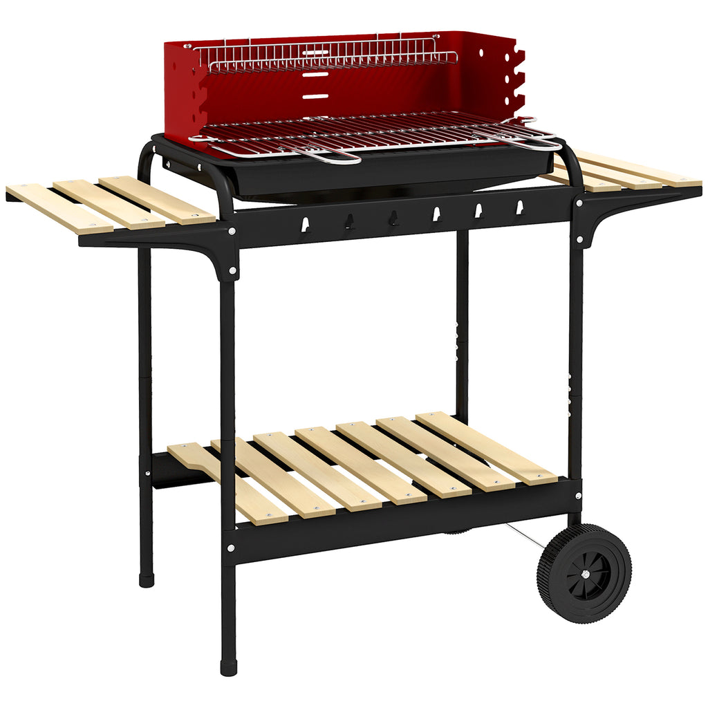 DodiOnline Charcoal BBQ, with Five Position Grill Grate - Red
