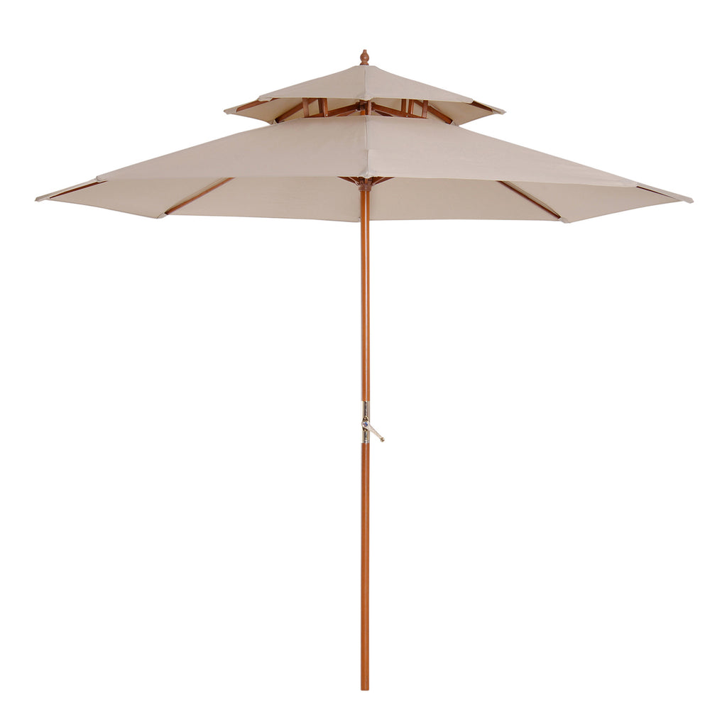 DodiOnline 2.7m Elegant Wooden Frame Parasol Umbrella - Beige