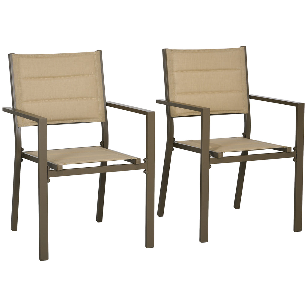 DodiOnline Set of Two Aluminium Stacking Garden Chairs - Khaki