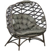 DodiOnline 2 Seater Egg Chair Outdoor, Folding Weave Garden Furniture Chair with Cushion, Cup Pockets - Sand Brown