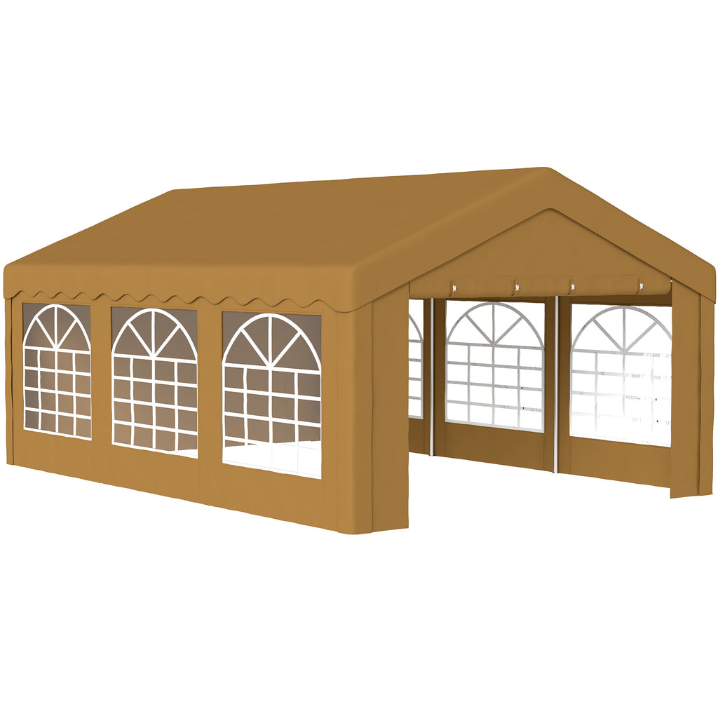 DodiOnline 6m x 4m Garden Gazebo, Galvanised Marquee Party Tent with Removable Sides and Windows for Parties, Wedding and Events, Yellow