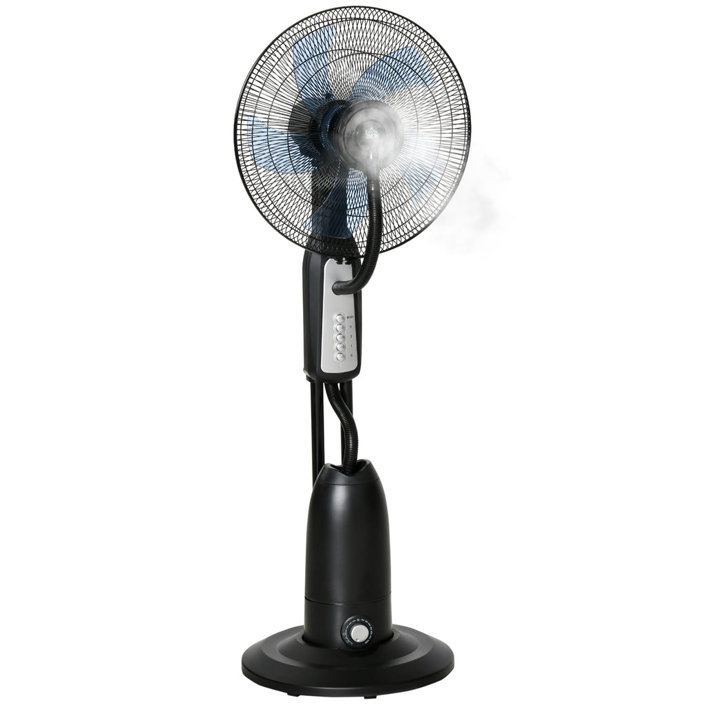 DodiOnline 18" Pedestal Fan with Water Mist Spray, Standing Fan, Humidifying Misting Fan with 3 Speeds, 2.8L Water Tank, Black