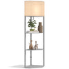 DodiOnline Corner Floor Lamp with Shelves, Tall Standing Lamps for Living Room, with Pull Chain Switch Bulb not Included, Grey