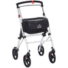 DodiOnline Folding Upright Rollator Walker with Lightweight Walking Frame, Storage Bag, Tray, Dual Brakes, Adjustable Handle Height, Mobility Aid Rolling 4 Wheeled Walker for Seniors, White