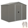DodiOnline 8 x 6ft Outdoor Garden Storage Shed, Metal Tool House with Ventilation and Sliding Doors, Light Grey