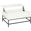 DodiOnline Modern Lifting Coffee Table with Hidden Compartment, Storage Coffee Table for Living Room, Faux Marble White