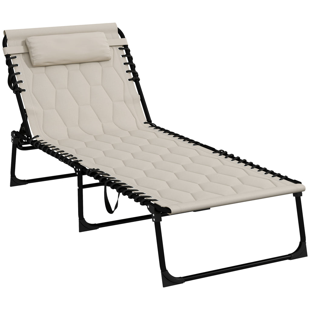 DodiOnline Padded Sun Lounger, with Five-Position Reclining Back - Khaki