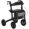 DodiOnline Folding Rollator Walker with Padded Seat, Backrest, Lightweight Walking Frame with Storage Bag, Dual Brakes, All-terrain Wheels, Adjustable Handle Height, 4 Wheeled Walker for Seniors, Black
