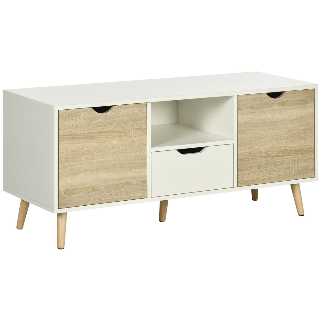 DodiOnline TV Unit Cabinet for TVs up to 50 Inches, TV Stand with Storage Cabinets and Drawer for Living Room and Bedroom, Natural