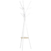 DodiOnline Freestanding Metal Coat Rack Stand 9 Hooks Clothes Tree with 1 Shelf Hat Display Hall Tree Hanger Bag Umbrella Hanging Organiser White