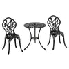 DodiOnline Three-Piece Aluminium Floral Bistro Garden Set - Black