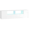 DodiOnline 16 LED Light TV Stand, with Storage - High Gloss White