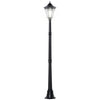 DodiOnline 1.9M Garden Lamp Post Light, IP44 Outdoor LED Solar Powered Lantern Lamp with Decorative Bulb, Aluminium Frame for Patio, Pathway and Walkway, Black