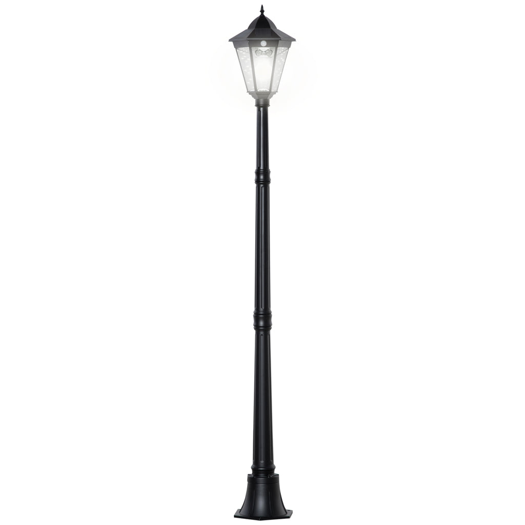 DodiOnline 1.9M Garden Lamp Post Light, IP44 Outdoor LED Solar Powered Lantern Lamp with Decorative Bulb, Aluminium Frame for Patio, Pathway and Walkway, Black