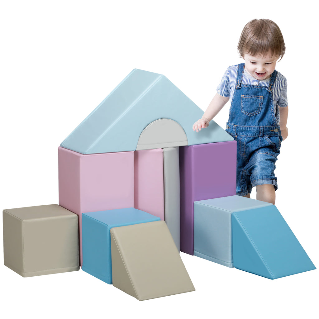 DodiOnline 11-Piece Soft Play Set Kids Foam Blocks, Toys for Climb and Crawl, Blue