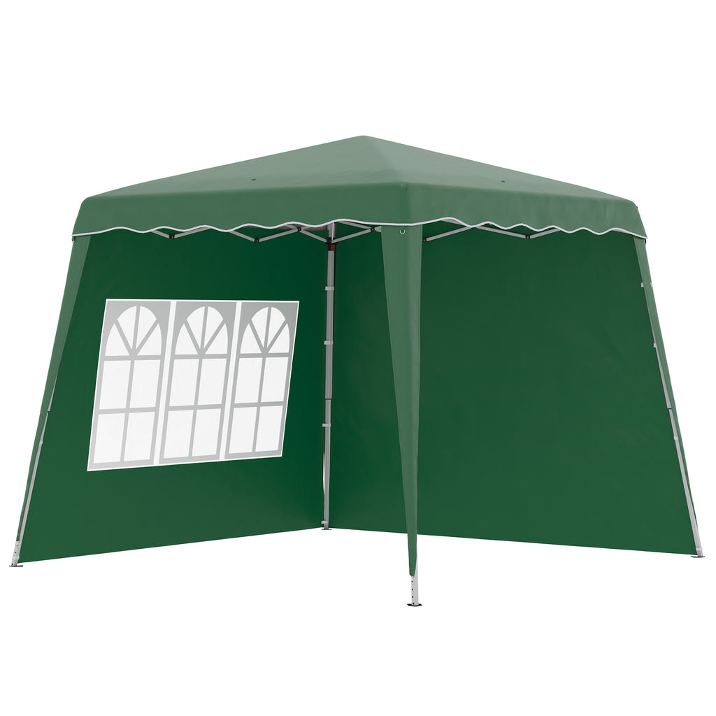 DodiOnline 2.9 x 2.9m Pop Up Gazebo Canopy Tent with 2 Sidewalls and Carry Bag, Height Adjustable, UV50+ Party Tent Event Shelter for Garden, Patio, Green